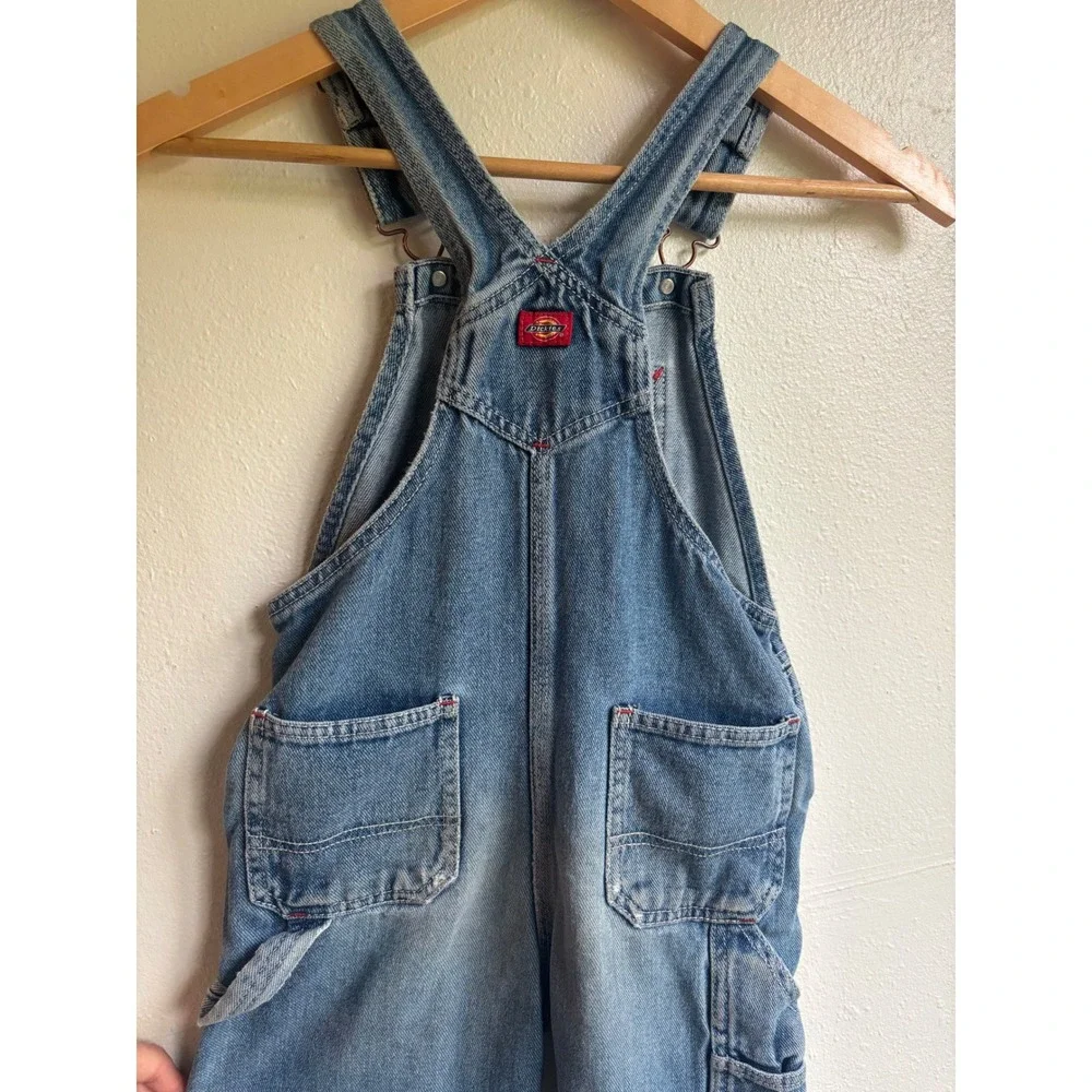 Dickies Kids Blue Denim Carpenter‎ Overalls Medium Wash Size L 7 KBB31025NB